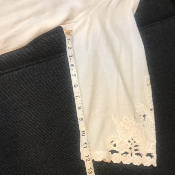 J.Jill Linen Blend Floral Eyelet 3/4 Sleeve Tunic Top with Side Slits-Size L - Picture 16 of 16